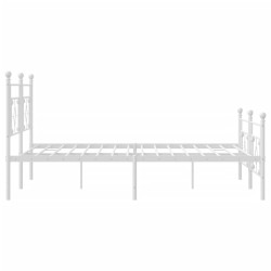 Cadre de lit métal sans matelas et pied de lit blanc 200x200 cm 