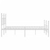 Cadre de lit métal sans matelas et pied de lit blanc 200x200 cm 