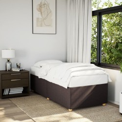 Cadre de lit sans matelas marron foncé 100x200 cm tissu 