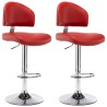 Tabourets de bar lot de 2 rouge bordeaux similicuir 
