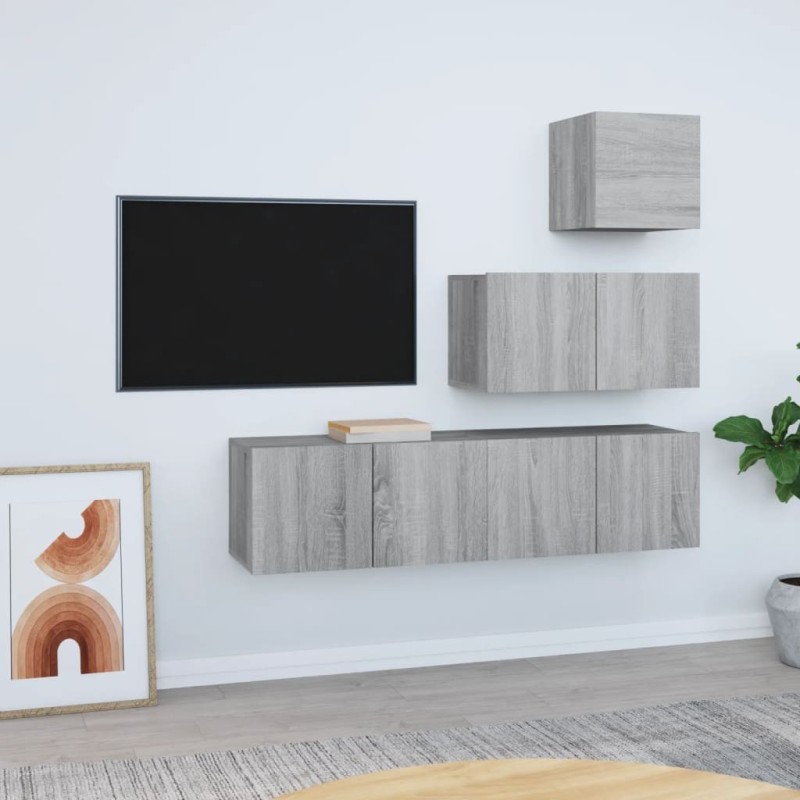 Ensemble de meubles TV 4 pcs Sonoma gris Bois d'ingénierie 