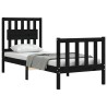 Cadre de lit sans matelas noir bois de pin massif 