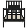 Cadre de lit sans matelas noir bois de pin massif 