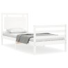 Cadre de lit sans matelas blanc bois massif 