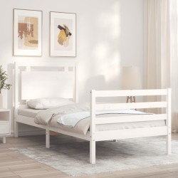 Cadre de lit sans matelas blanc bois massif 