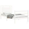 Cadre de lit sans matelas blanc bois massif 
