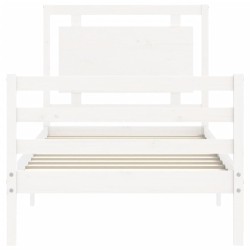 Cadre de lit sans matelas blanc bois massif 