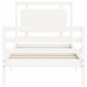 Cadre de lit sans matelas blanc bois massif 