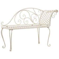Chaise longue de jardin 128 cm Métal Antique Blanc 