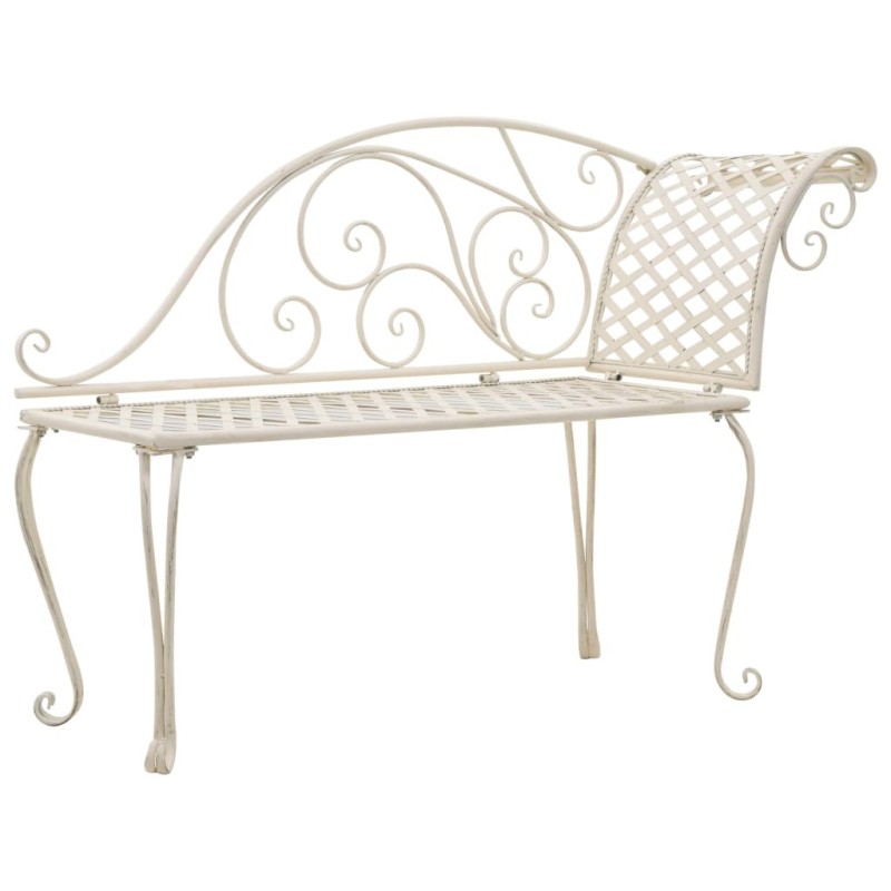 Chaise longue de jardin 128 cm Métal Antique Blanc Chaise longue de jardin 128 cm Métal Antique Blanc