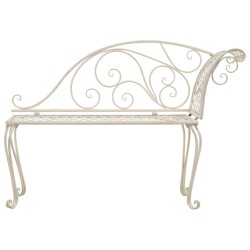 Chaise longue de jardin 128 cm Métal Antique Blanc 