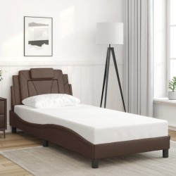 Cadre de lit sans matelas marron 80x200 cm similicuir 