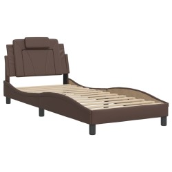 Cadre de lit sans matelas marron 80x200 cm similicuir 