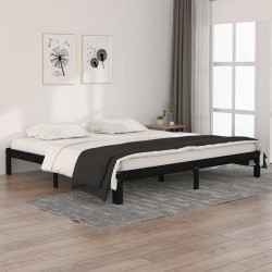 Cadre de lit sans matelas noir bois massif de pin 200x200 cm 