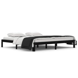 Cadre de lit sans matelas noir bois massif de pin 200x200 cm 