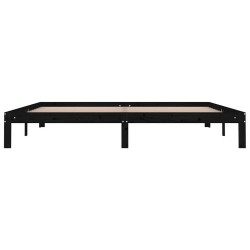 Cadre de lit sans matelas noir bois massif de pin 200x200 cm 