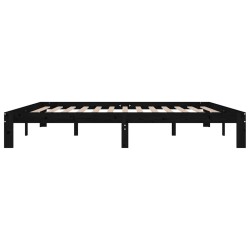 Cadre de lit sans matelas noir bois massif de pin 200x200 cm 