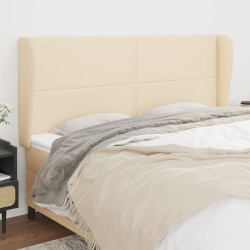Tête de lit avec oreilles Crème 163x23x118/128 cm Tissu 