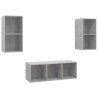 Ensemble de meuble TV 3 pcs Gris béton Bois d'ingénierie 