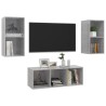 Ensemble de meuble TV 3 pcs Gris béton Bois d'ingénierie 
