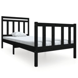 Cadre de lit sans matelas noir bois massif 100x200 cm 