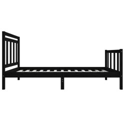 Cadre de lit sans matelas noir bois massif 100x200 cm 