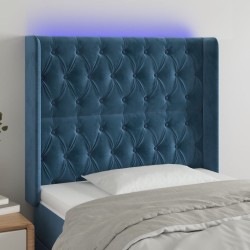 Tête de lit à LED Bleu foncé 93x16x118/128 cm Velours 