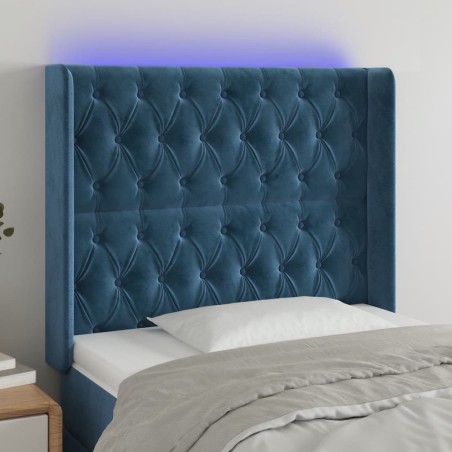 Tête de lit à LED Bleu foncé 93x16x118/128 cm Velours 