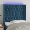 Tête de lit à LED Bleu foncé 93x16x118/128 cm Velours 