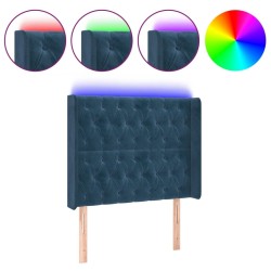 Tête de lit à LED Bleu foncé 93x16x118/128 cm Velours 