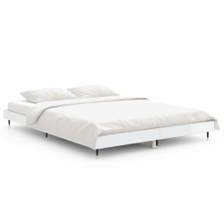Cadre de lit sans matelas blanc brillant 140x190 cm 