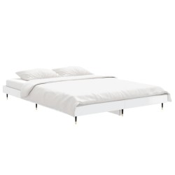 Cadre de lit sans matelas blanc brillant 140x190 cm 