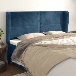 Tête de lit avec oreilles Bleu foncé 203x23x118/128 cm Velours 
