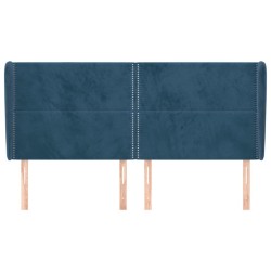 Tête de lit avec oreilles Bleu foncé 203x23x118/128 cm Velours 