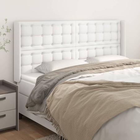 Tête de lit avec oreilles Blanc 163x16x118/128 cm Similicuir 