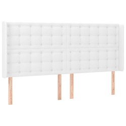 Tête de lit avec oreilles Blanc 163x16x118/128 cm Similicuir 