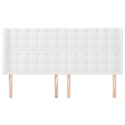 Tête de lit avec oreilles Blanc 163x16x118/128 cm Similicuir 