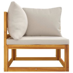 Canapé d'angle sectionnel avec coussins gris clair bois acacia 