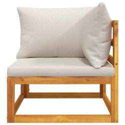 Canapé d'angle sectionnel avec coussins gris clair bois acacia 