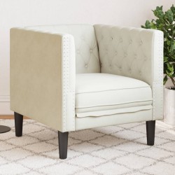 Fauteuil Chesterfield crème velours 