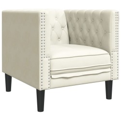 Fauteuil Chesterfield crème velours 