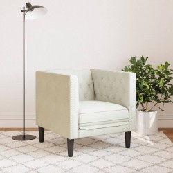 Fauteuil Chesterfield crème velours 