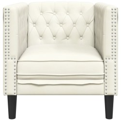 Fauteuil Chesterfield crème velours 