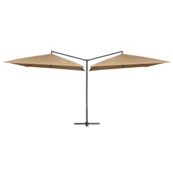 Parasol double avec mât en acier 250 x 250 cm Taupe 