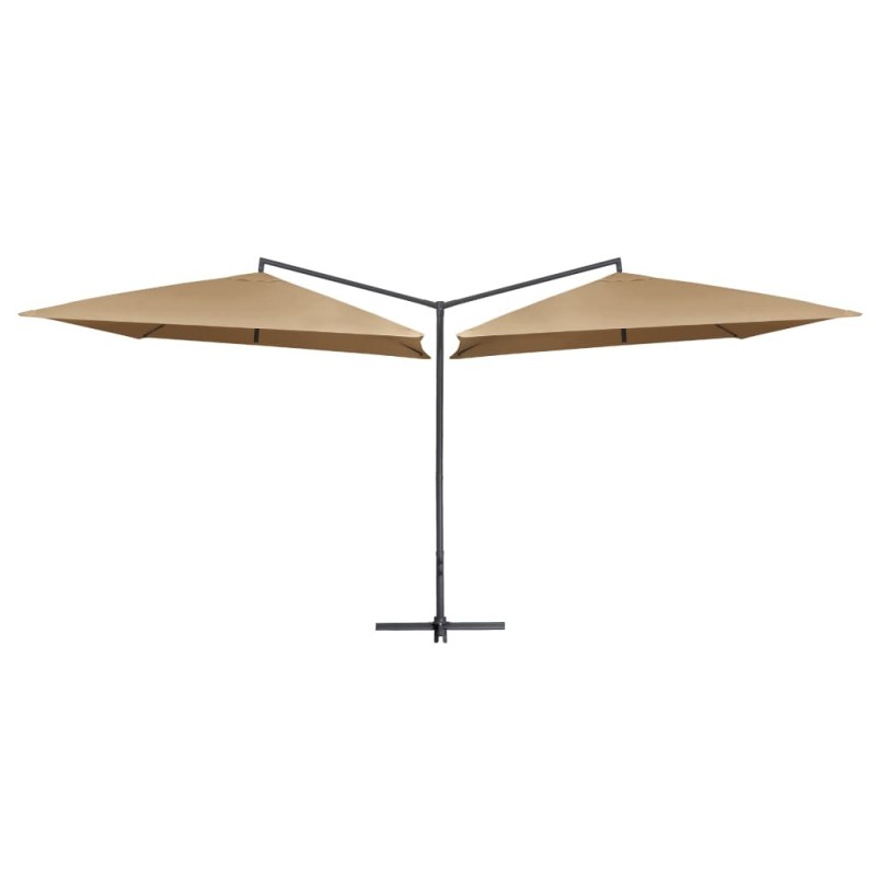 Parasol double avec mât en acier 250 x 250 cm Taupe 