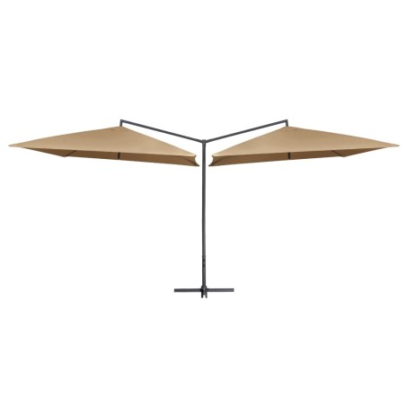 Parasol double avec mât en acier 250 x 250 cm Taupe 