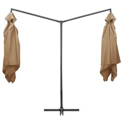Parasol double avec mât en acier 250 x 250 cm Taupe 