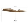 Parasol double avec mât en acier 250 x 250 cm Taupe 