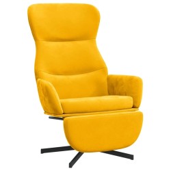 Chaise de relaxation avec repose-pied Jaune moutarde Velours 