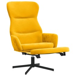Chaise de relaxation avec repose-pied Jaune moutarde Velours 